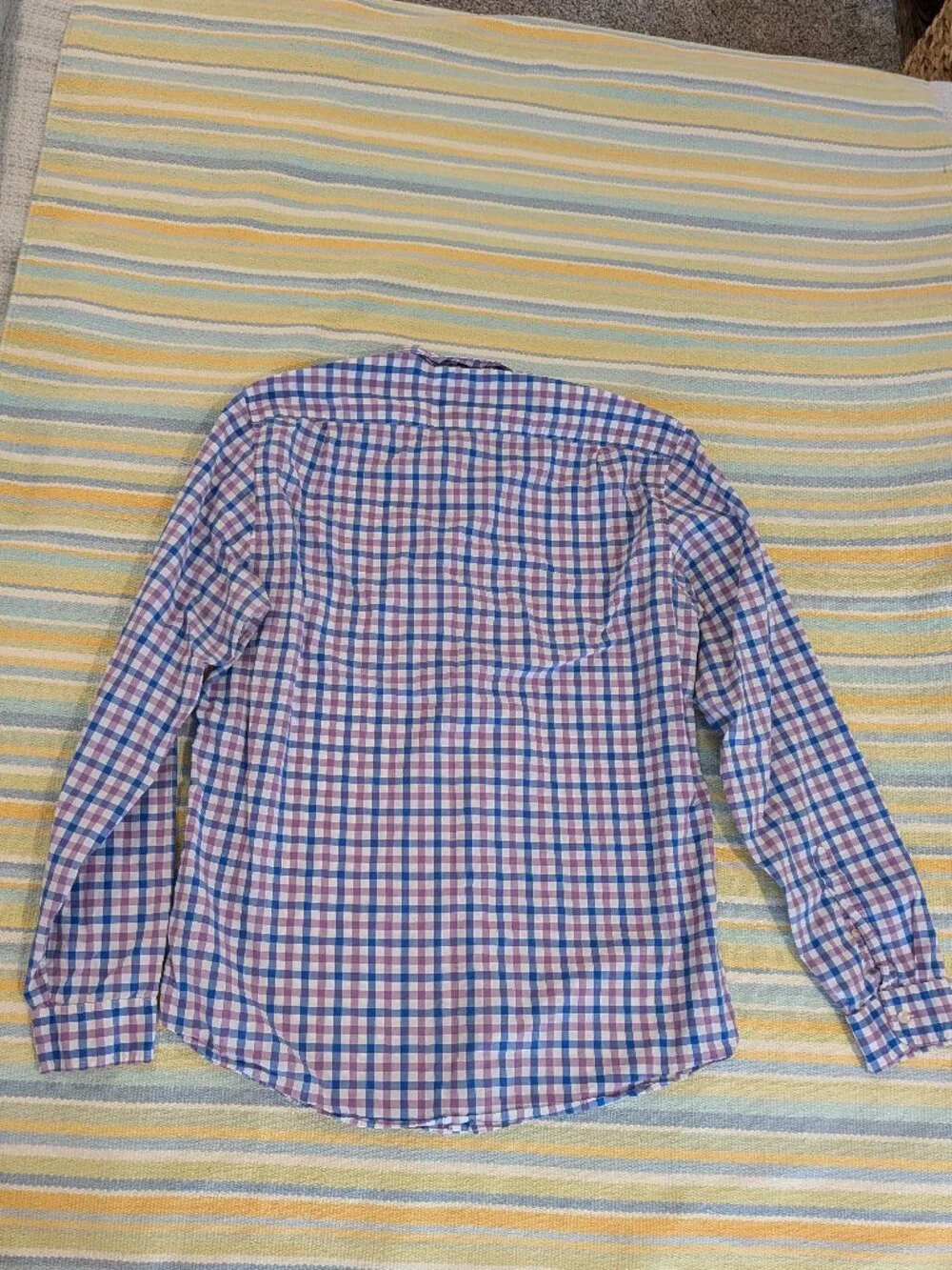 Men's J. Crew purple / blue / white plaid gingham button down Large Tall